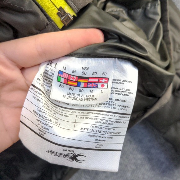 Spyder Men's Puffer Jacket Brown Medium Long Sleeve Full Zipper Polyester - Picture 10 of 14